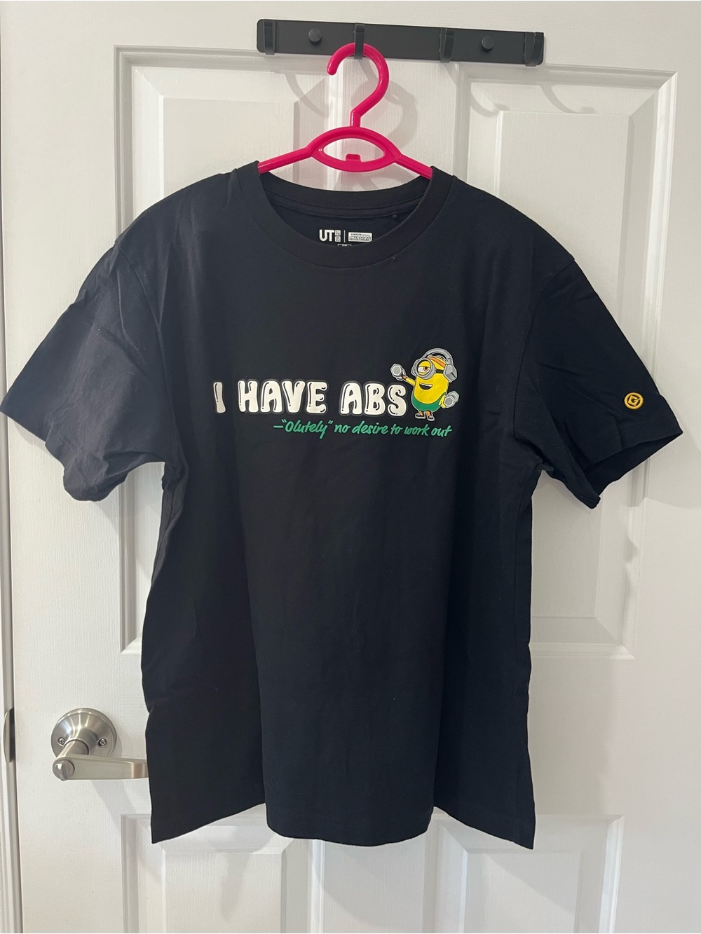 2/$15 Uniqlo 100% Cotton Graphic T-Shirt UT Minions I Have Abs Black Size S